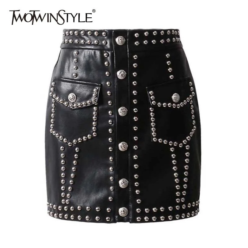 Faux Studded Skirt chiffon skirt airy