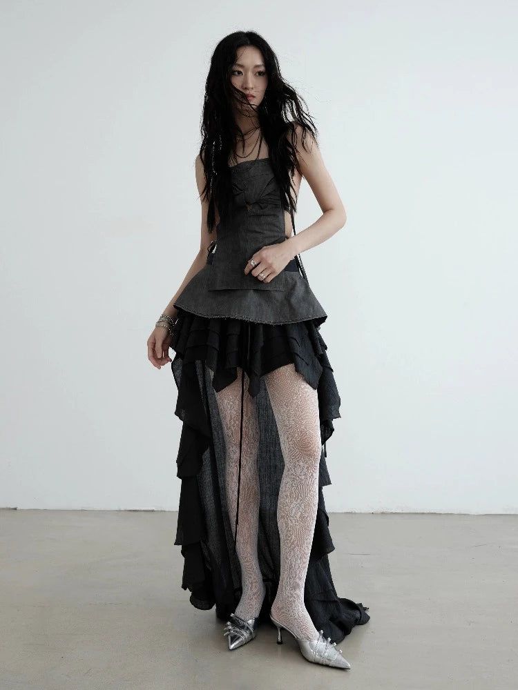 Elegant ruffle skirt【s0000008516】 spandex blend skirt