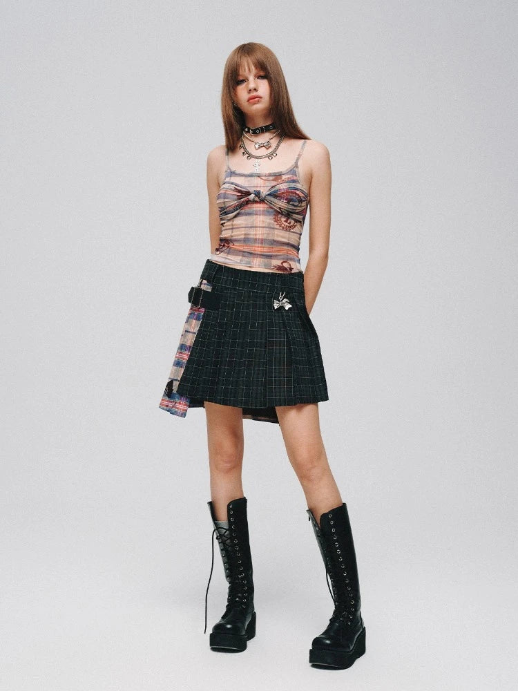 Plaid A-pleated skirt【s0000008379】 tiered skirt playful