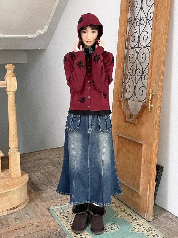 Denim fishtail skirt【s0000011307】 silk skirt luxurious