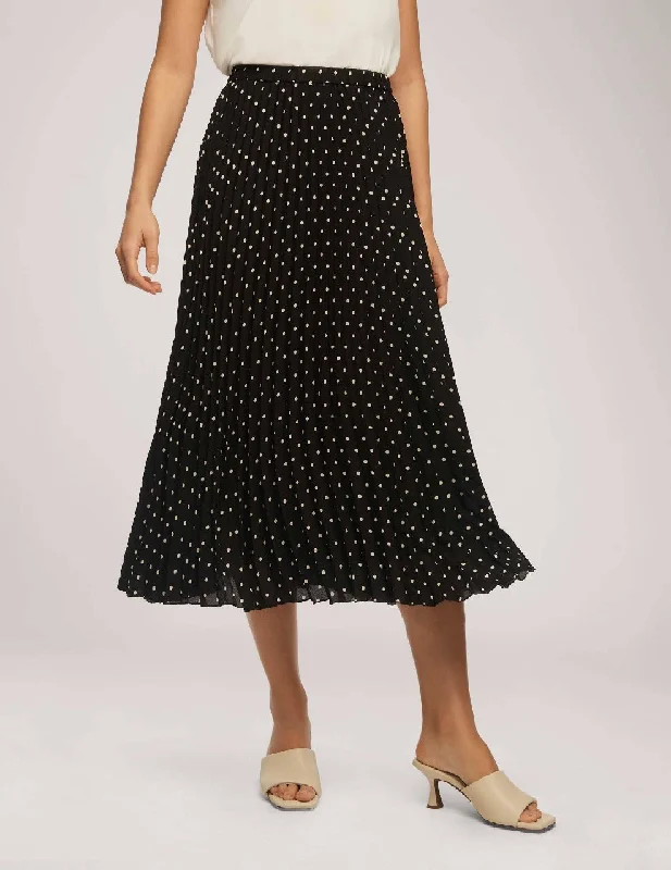 Polka Dot Chiffon Pull On Pleated Skirt silk skirt sleek