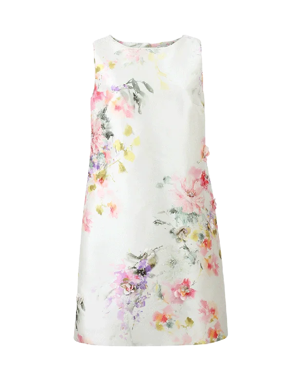 Floral Shift Dress Off-the-shoulder Chic Trendy