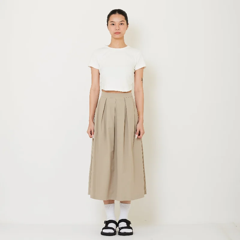 Women Pleated Skirt - Khaki - SW2407090C wool skirt sturdy