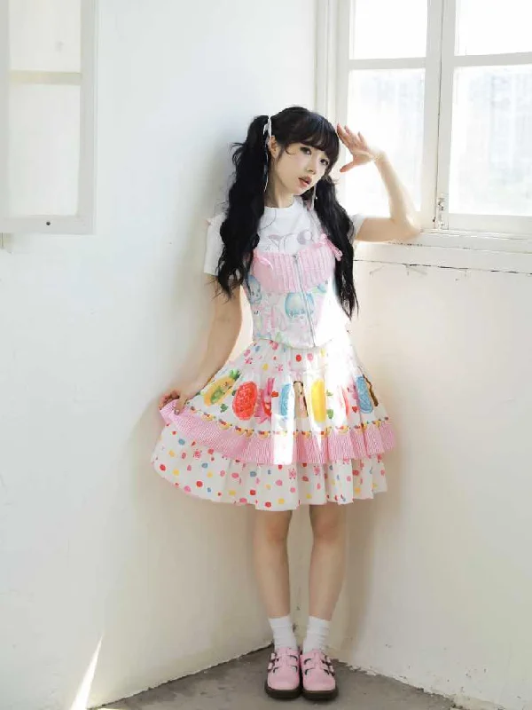 Colorful lolita skirt【s0000010077】 belted skirt waist