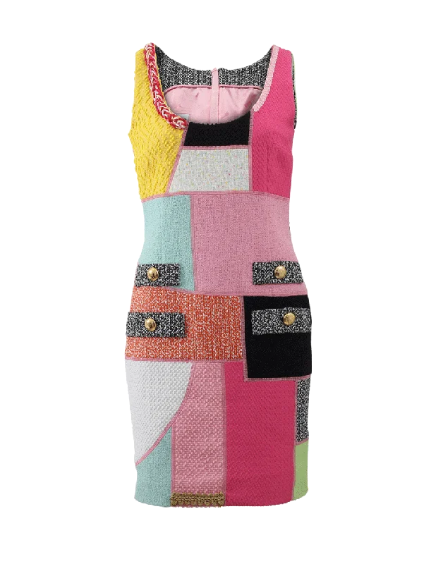 Patchwork Tweed Dress Tunics Timeless classic