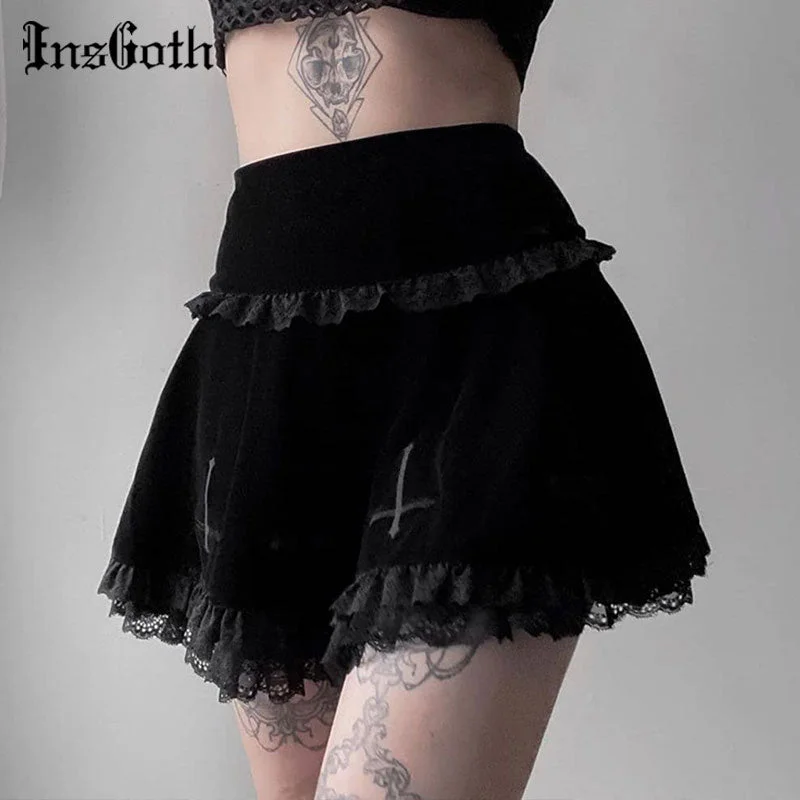 Lace Trim Black Skirt cashmere skirt soft