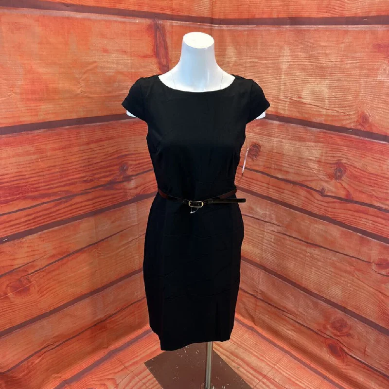 NWT AB STUDIO BLACK BELTED DRESSS SIZE 6 TC3 A-Line Day Work