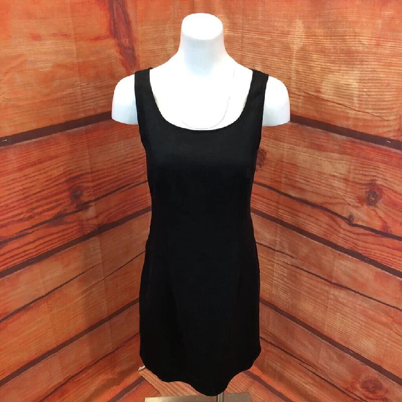 VNTG ELLIOT LAUREN BLACK LINEN DRESS SZ 8 TCC Boatneck Modish Everyday