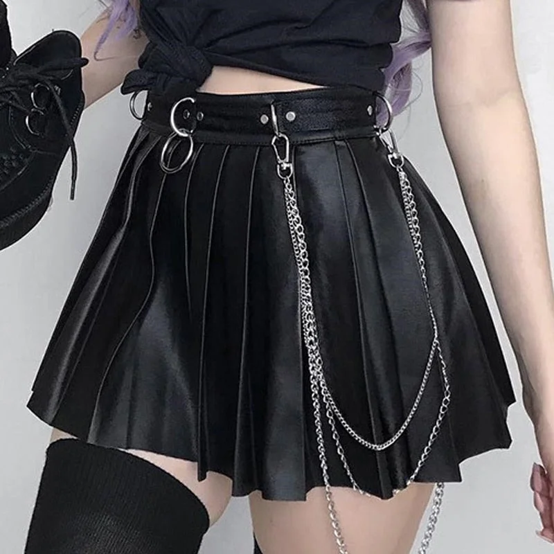 Faux Leather Pleated Skirts lightweight skirt design