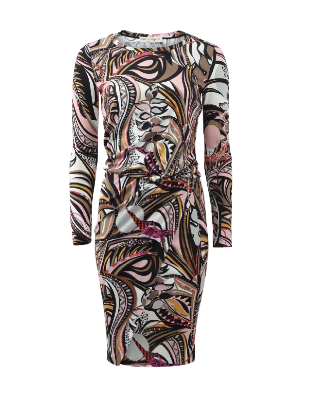 Printed Blouson Dress Tunics Luxurious high-end