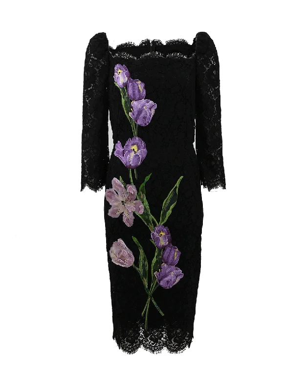 Tulip Lace Embroidered Dress Tunics Velvet soft