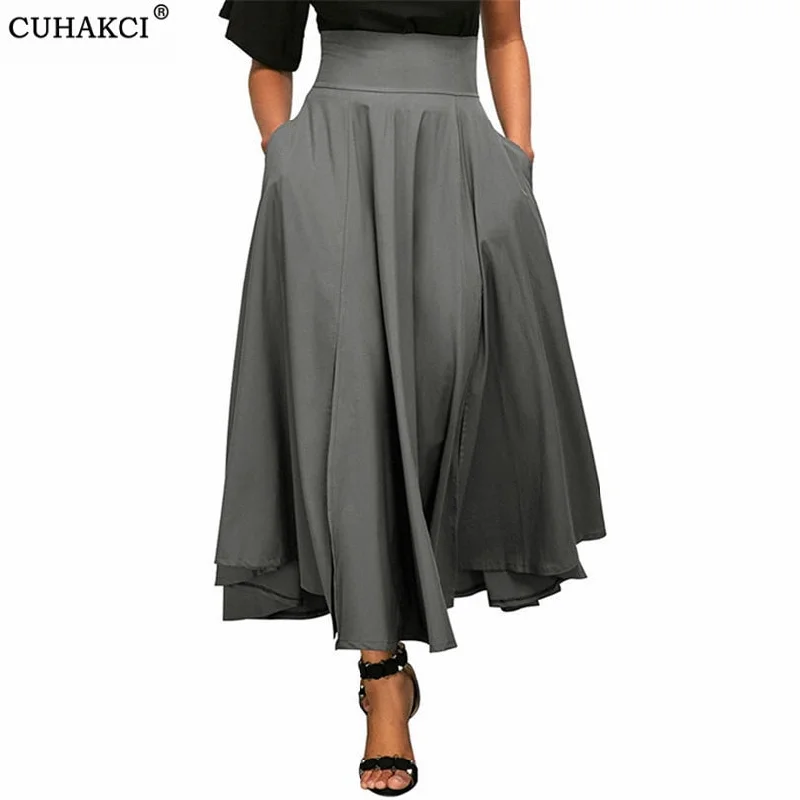 Long Skirt With Pockets maxi skirt elegant