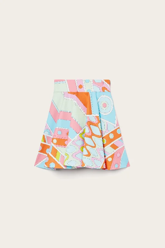 Vivara-Print Cotton Mini Skirt denim skirt durable