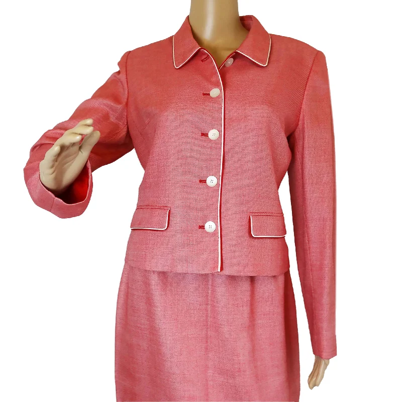 Women's Mid-Century Albert Nipon Red Wool Blend Skirt Suit for Women - Size 6 leather skirt durable