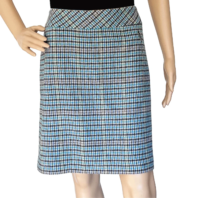 Talbots Petites Blue Glen Plaid Wool Blend Skirt - 12P athletic skirt fit