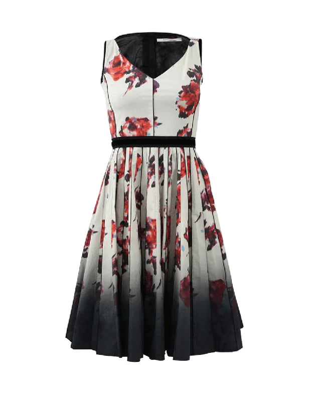 Floral V-Neck Cotton Dress Tunics Luxurious premium