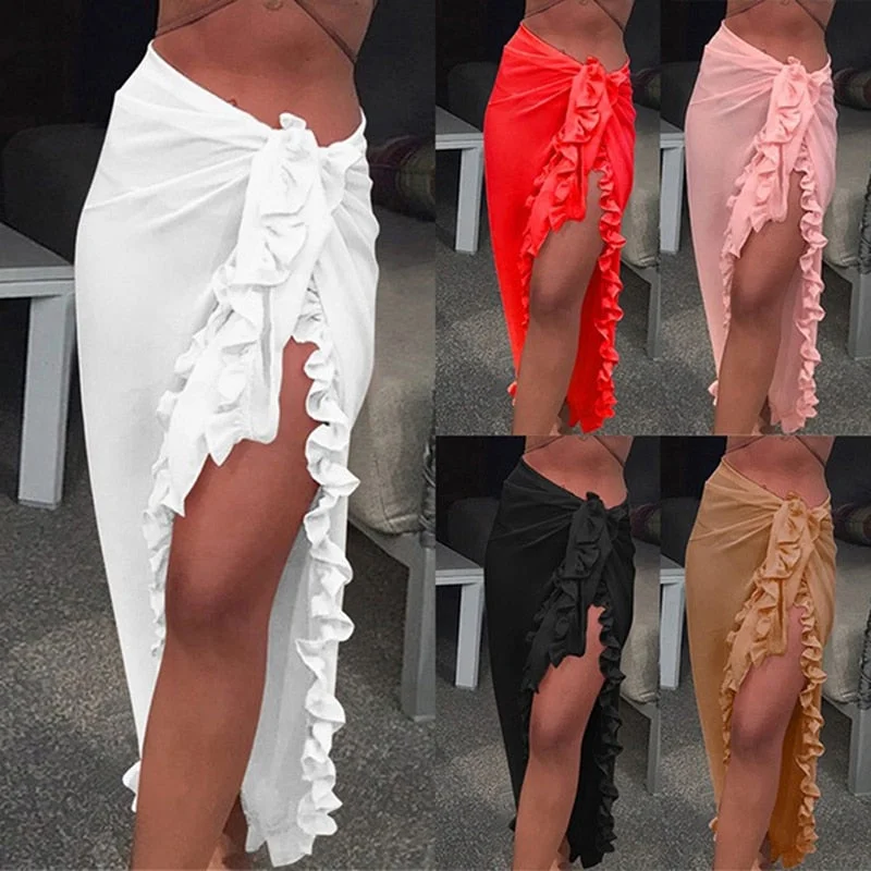 Beach Cover up Skirt button skirt front