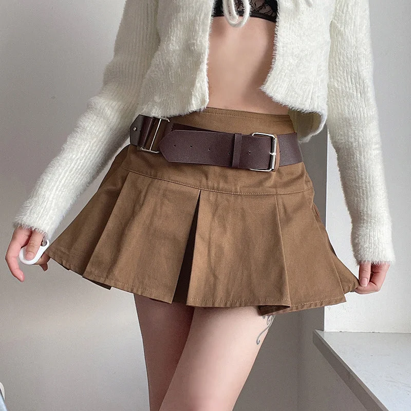 Mini Skirt With Belt denim skirt fashionable