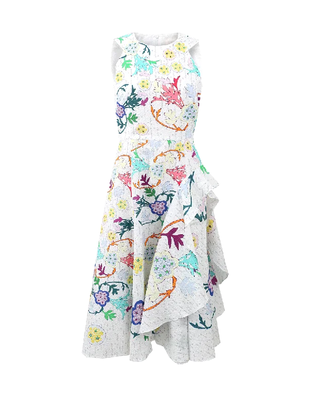 Printed Front Ruffle Dress Tunics Bridal satin