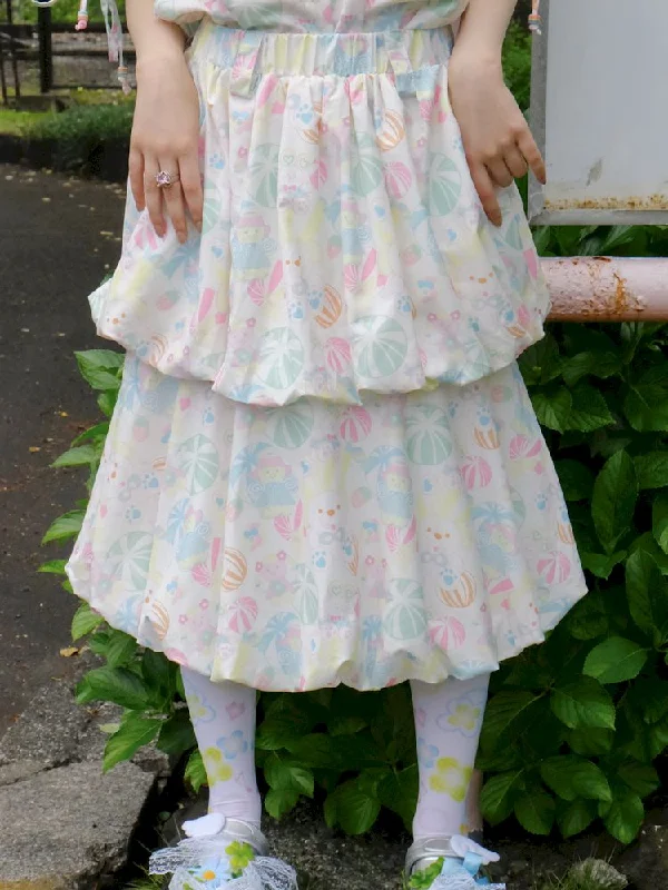 Candy Print Sweet Girl Pod A-line Skirt【s0000009084】 chiffon skirt floaty