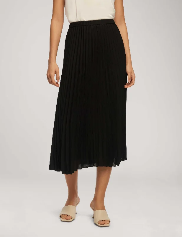 Solid Pull On Pleated Skirt wool skirt warm