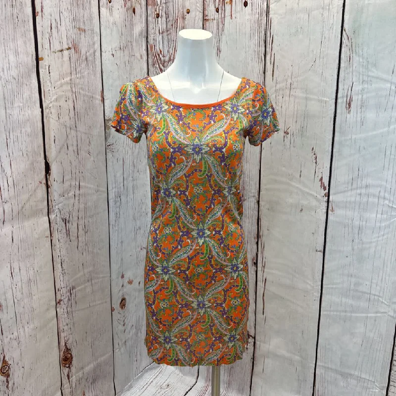 RALPH LAUREN ORANGE MULTI DRESS SIZE SMALL TCC Tunics Party sparkling