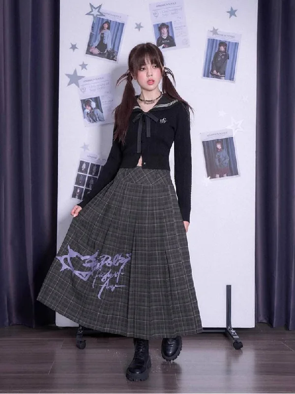 Plaid long skirt【s0000011096】 high waist skirt