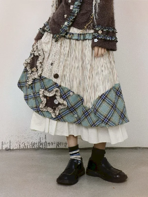 Patchwork Halter Skirt【s0000010484】 denim skirt fashionable