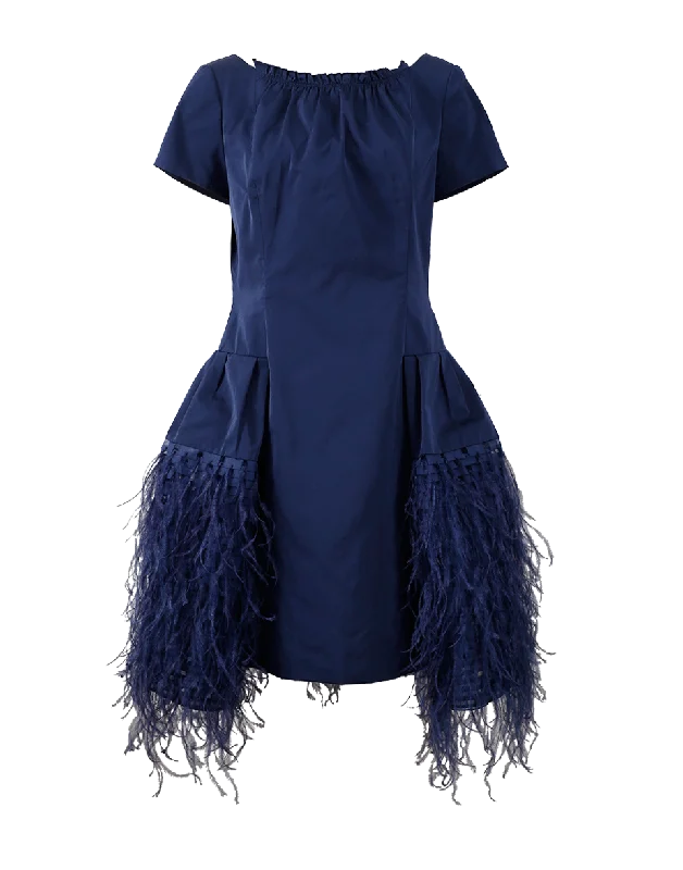 Feather Hem Organza Dress Tunics Distressed trendy