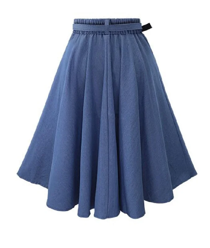 Mid-Length Denim Skirt chiffon skirt airy