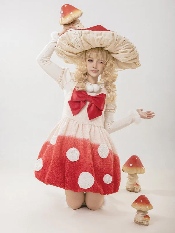 Original design sweet lamb wool mushroom bud skirt chiffon skirt delicate