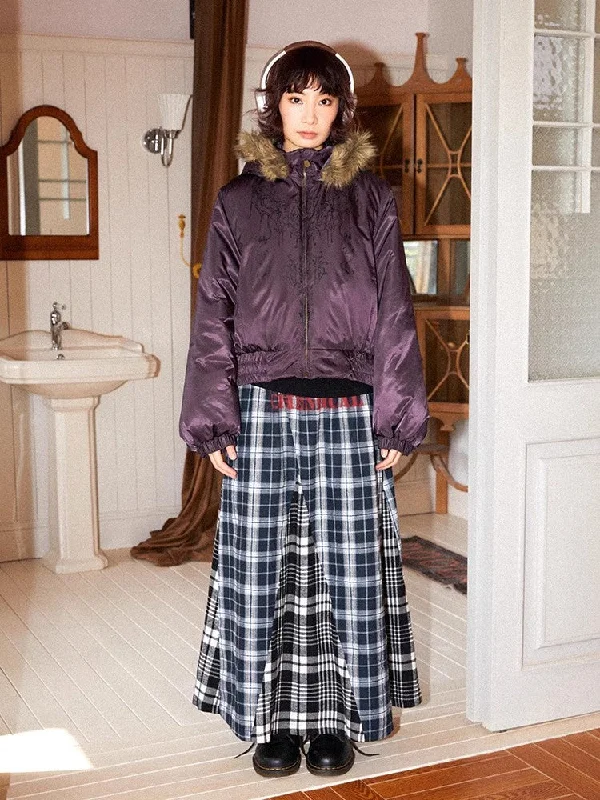 Double plaid loose long skirt【s0000011118】 modal blend skirt