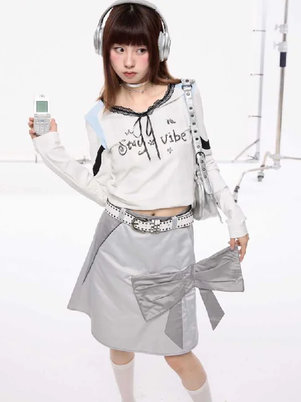 Silver patchwork skirt【s0000010412】 velvet skirt plush