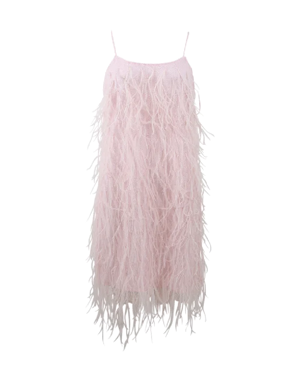 Ostrich Feather Mini Slip Dress Tunics New arrival