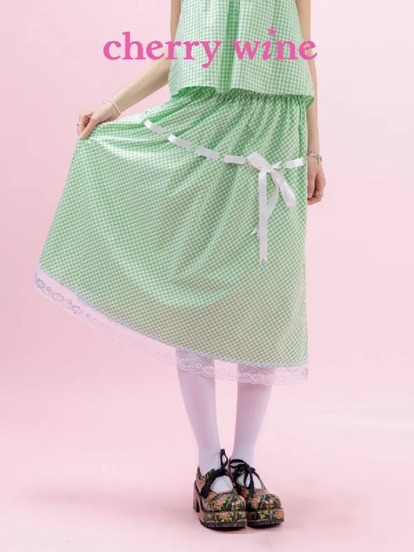 Green Lace Ribbon Loose Half Skirt【s0000009325】 boho skirt vibe