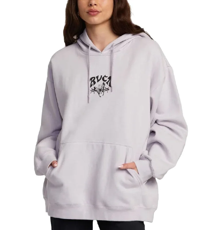 RVCA Womens Baggie Pullover Hoodie Sweatshirt Short Sleeve Top