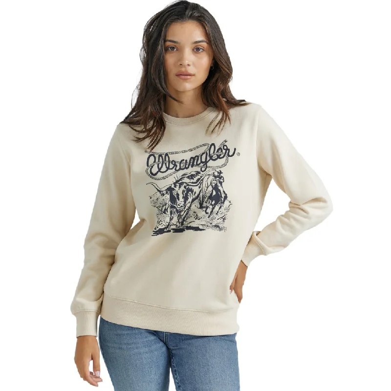 Wrangler Retro® Crew Pullover - Regular Fit Whitecap Gray- 112350129 Scalloped Neck Pullover