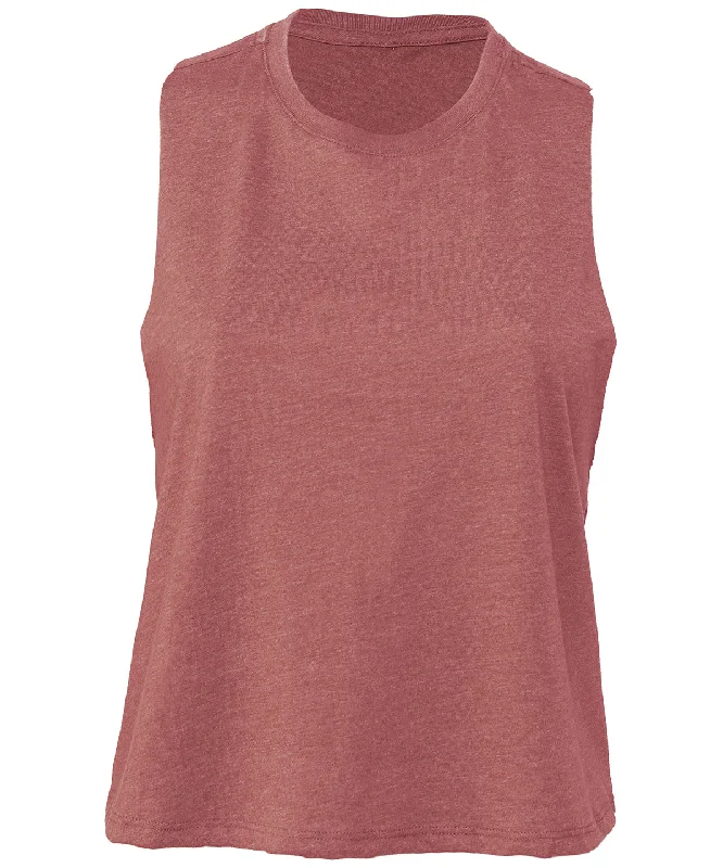 Heather Mauve - Women's racerback cropped tank gym tank top