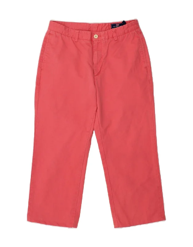 VINEYARD VINES Womens Straight Chino Trousers W32 L24 Pink Cotton Trousers fashionable trendy