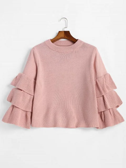 Graceful Sleeve Flouncy Pullover Sweater Batwing Sleeve Top