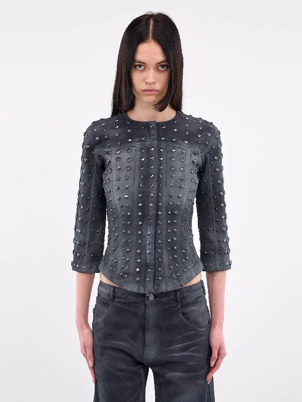 Mowalola Fitted Corset Jacket (6L4WJ5820001-BLACK) One-Shoulder Jacket Off-the-Shoulder Jacket Asymmetrical Jacket