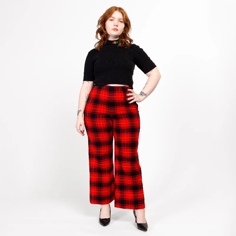 Medium 70s Pendleton Red Plaid Wool Trousers 30" Trousers stylish elegant