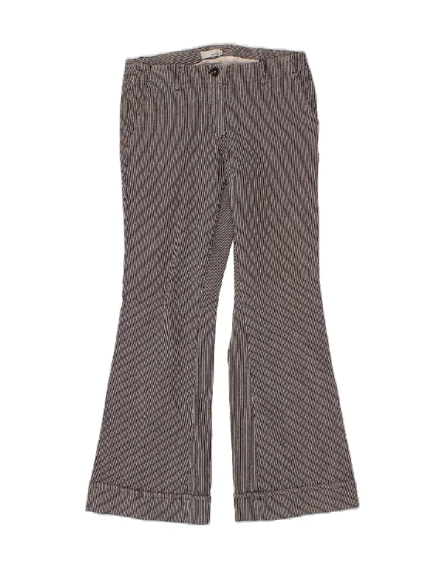 HENNES Womens Flare Chino Trousers IT 44 Medium W30 L33 Navy Blue Striped Trousers Handmade Artisanal