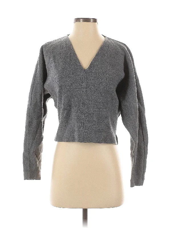 Wool Pullover Sweater Asymmetrical Hem Sweater