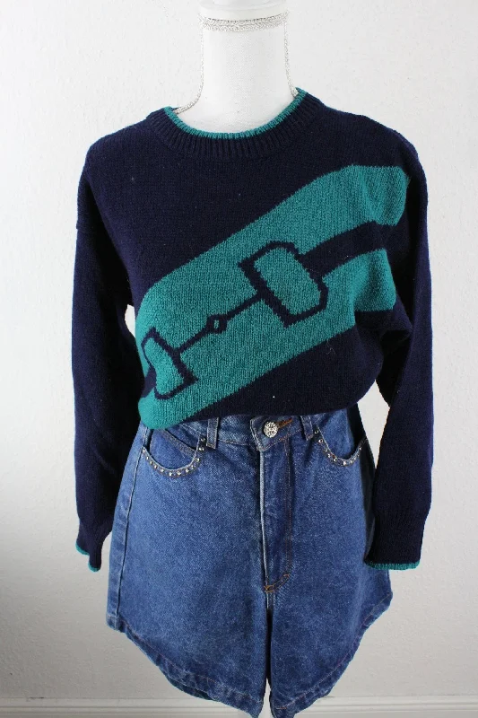 Vintage Blue Kristin Pullover (M) Puff Sleeve Stylish