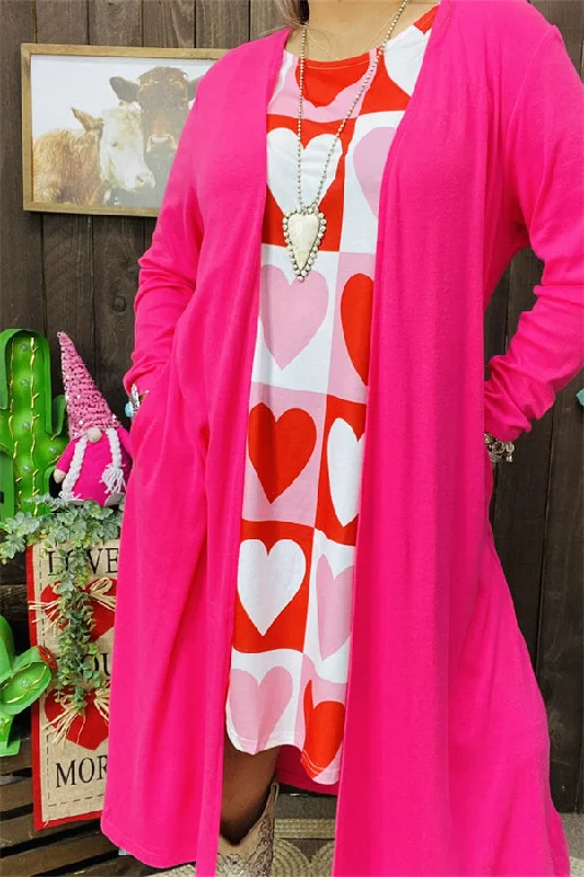 XCH15660 Pink soft material women cardigan w/long sleeve Plaid Cardigan Polka Dot Checkered