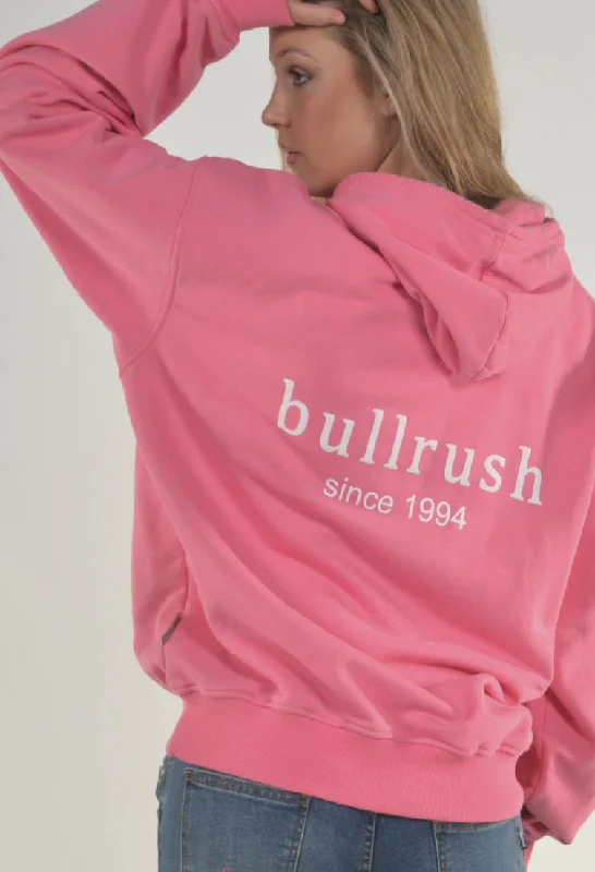 Bullrush -BR Hoodie in Pink Hoodie with Drawstring Waist Adjustable Fitted