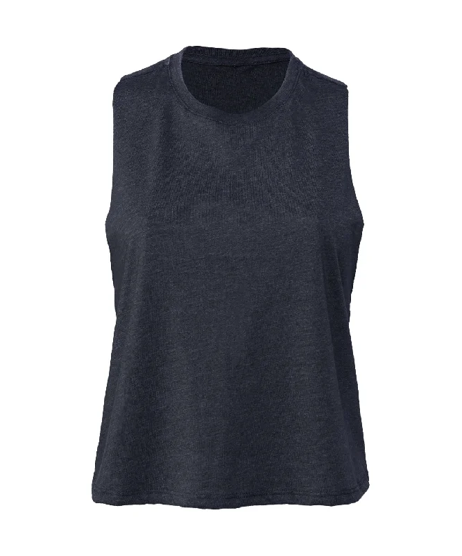 Heather Navy - Women's racerback cropped tank workout tank top