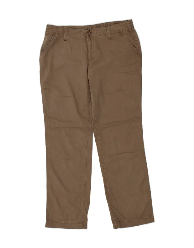 EDDIE BAUER Womens Straight Chino Trousers US 14 XL W38 L32  Brown Cotton Trousers Corduroy Warm