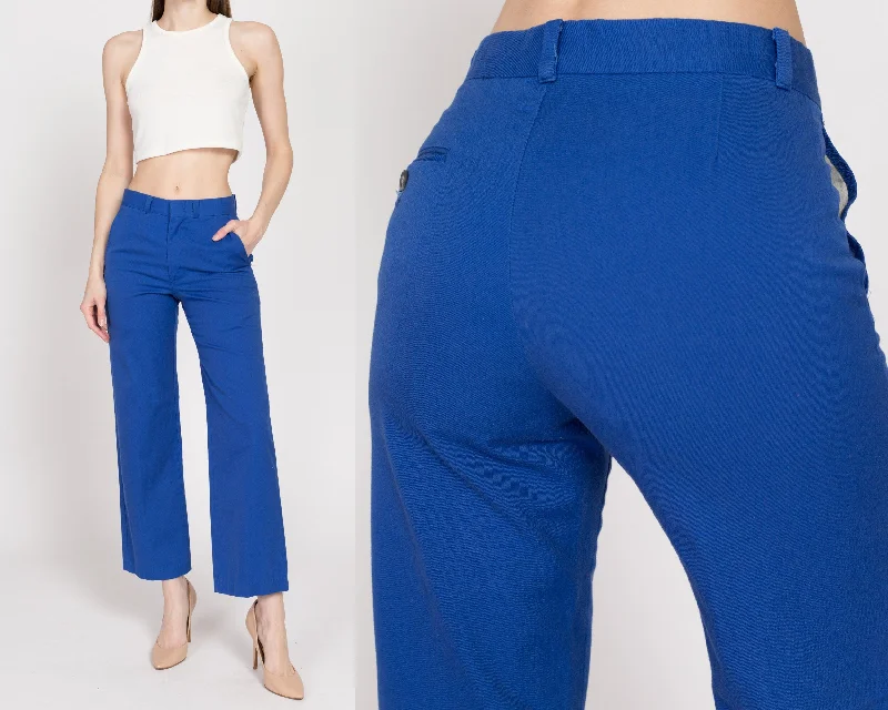 XS 70s Royal Blue Mid Rise Trousers Trousers Flared Retro